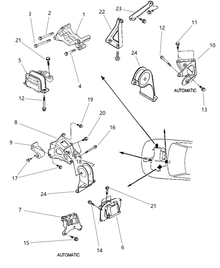 1998 Chrysler Sebring Convertible Engine Mounts Diagram 3 - Thumbnail
