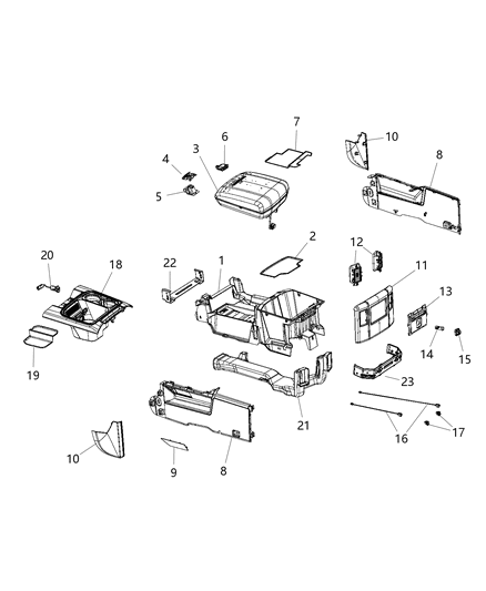 2018 Ram 2500 Floor Console Diagram 2 - Thumbnail