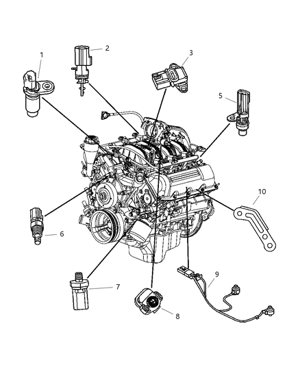 2005 Dodge Durango Sensors - Engine Diagram 1 - Thumbnail