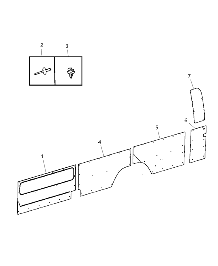 2008 Dodge Sprinter 3500 Panel Quarter Trim Diagram for 1HD31NCVAA
