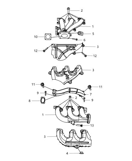 2008 Chrysler Pacifica Exhaust Manifold, Passenger Side Diagram for 4648954AB
