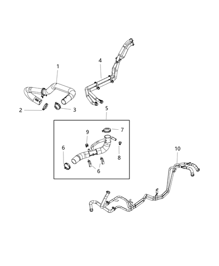 2020 Ram 1500 New Style Coolant Tubes & Hose Diagram 3 - Thumbnail