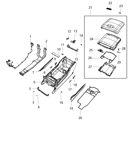 2021 Ram 1500 Console Base Diagram for 6SQ34RN8AA