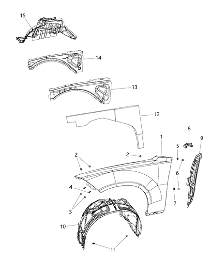 2020 Dodge Charger Fender, Front Driver Side Diagram for 68418843AD