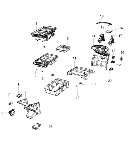 2019 Ram 1500 New Style Floor Console Diagram 2 - Thumbnail
