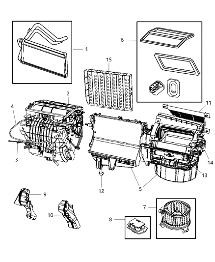 2009 Dodge Caliber Housing Distribution: Defrost, Panel, Floor, Air Doors Diagram for 5191349AB