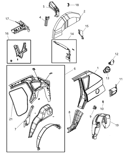 2007 Jeep Compass Panel Taillamp Mounting Diagram for 5074894AB