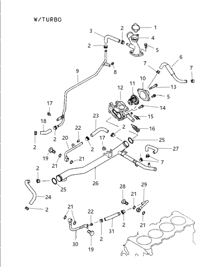1997 Dodge Avenger Thermostat & Related Parts Diagram 2 - Thumbnail