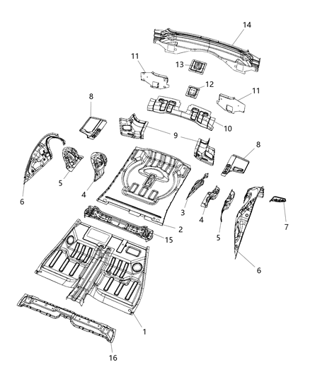 2012 Jeep Grand Cherokee Rear Floor Pan Diagram