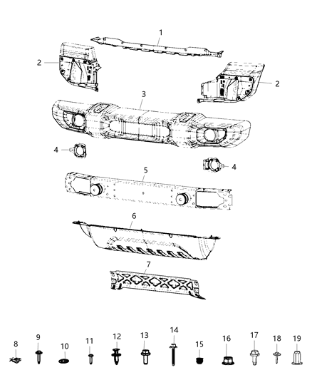 2021 Jeep Wrangler Bumper, Front Diagram 1 - Thumbnail