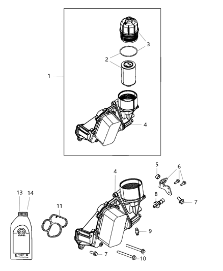 2014 Jeep Grand Cherokee Filter Engine Oil 68229402Aa – Not for Ram 1500 Diagram for 68109834AA