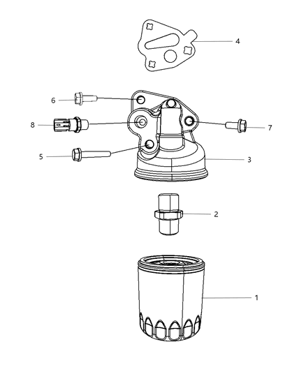 2008 Dodge Grand Caravan Engine Oil Filter , Adapter & Housing & Splash Guard Diagram 3 - Thumbnail