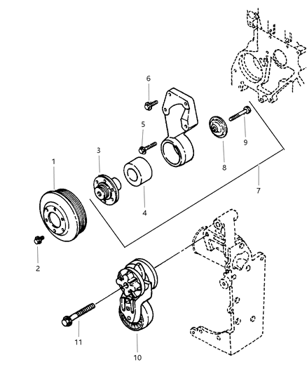 1998 Dodge Ram 2500 Regular Cab Drive Pulleys Diagram 3 - Thumbnail
