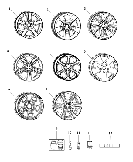 2020 Ram 1500 Classic Wheels & Hardware Diagram 1 - Thumbnail