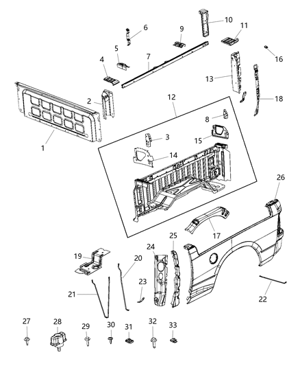 2020 Ram 1500 Rail Cover Diagram for 68044935AD