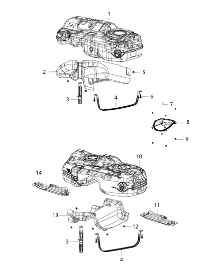 2015 Chrysler 200 Skid Plate Fuel Tank, Passenger Side Diagram for 68160951AA