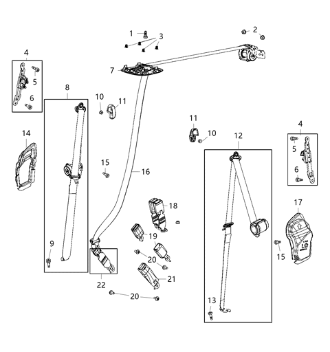2019 Chrysler Pacifica Seat Belt Assembly Nut, Rear Diagram for 6029708