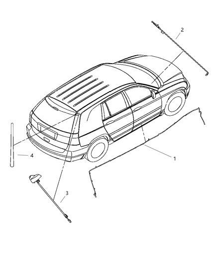2007 Chrysler Pacifica Antenna Base Cable And Bracket Diagram for 5064263AB