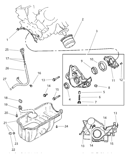 2000 Chrysler Grand Voyager Oil Pan Diagram for MD189191