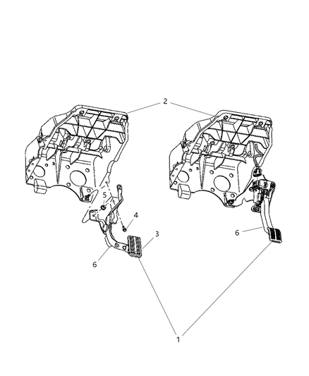 2006 Dodge Ram 1500 Pedal Assembly Adjustable Brake And Accelerator Diagram for 55366032AD