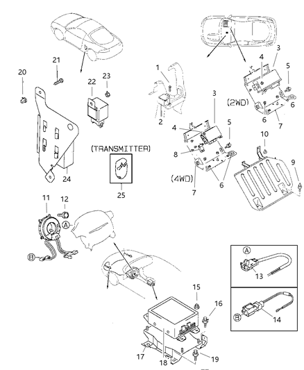 1998 Dodge Avenger Relays - Sensors - Control Units Diagram 3 - Thumbnail