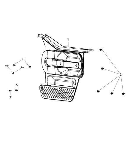 2015 Jeep Wrangler Front Door Trim Panel Diagram 2 - Thumbnail