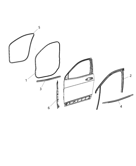 2020 Jeep Cherokee Belt Molding, Front Outer Passenger Side Diagram for 68442224AA