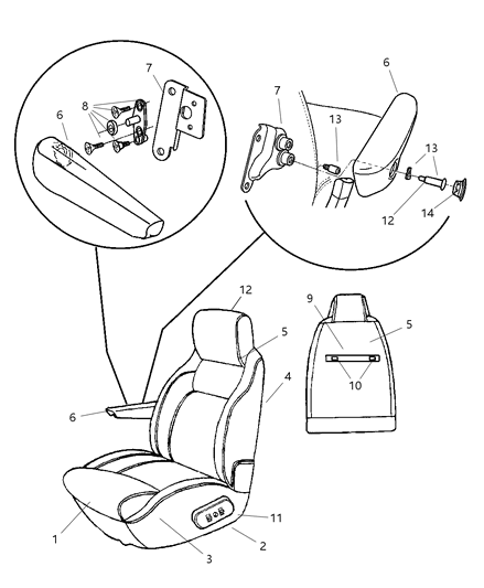 2000 Dodge Ram Van Bracket Arm Rest Diagram for 5080033AA
