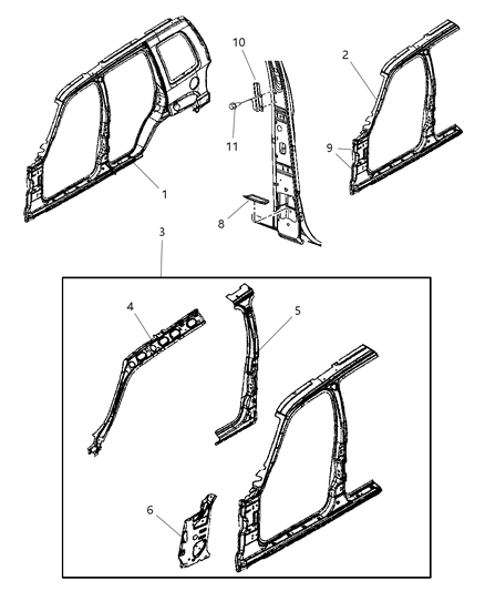2003 Jeep Liberty Aperture Panel - Panels, Body Side Diagram