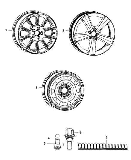 2013 Dodge Dart Wheel Aluminum Diagram for 1TH67JXYAA
