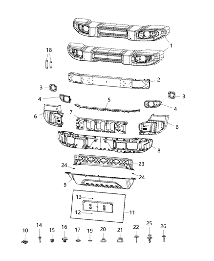 2018 Jeep Wrangler All-new Model Bumper Diagram 3 - Thumbnail