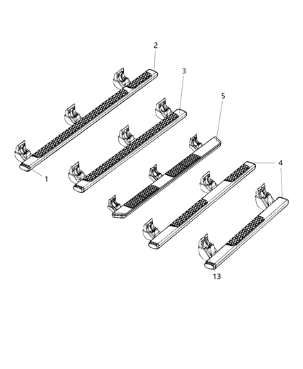 2017 Ram 3500 Pickup Step, Body Side Diagram
