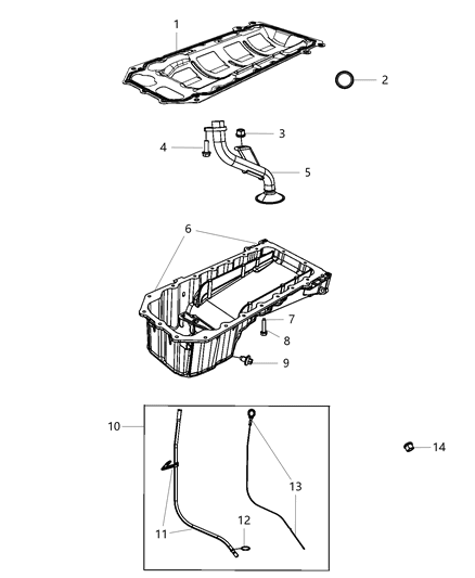 2021 Dodge Durango Engine Oil Pan & Engine Oil Level Indicator & Related Parts Diagram 3 - Thumbnail
