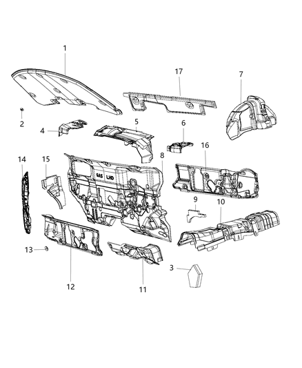2017 Dodge Journey Silencer Dash Panel Diagram for 68095893AB