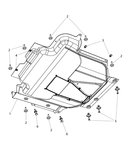 2014 Dodge Journey Under Body Shields & Skid Plate Diagram