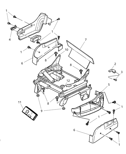 2007 Dodge Caravan Front Seat - Attaching Parts Diagram 2 - Thumbnail