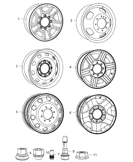 2011 Ram 3500 Pickup Wheels & Hardware Diagram