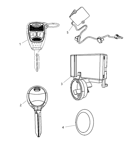 2010 Jeep Wrangler Receiver Modules, Keys & Key Fob Diagram