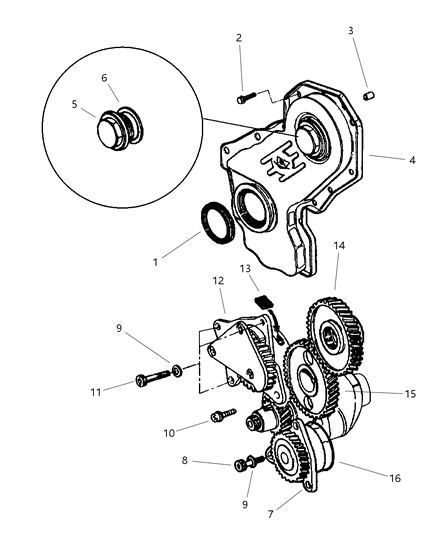 1999 Jeep Grand Cherokee Timing Gear & Cover Diagram 1 - Thumbnail