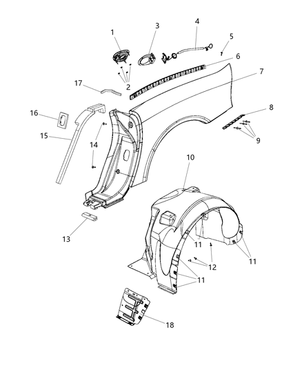 2016 Dodge Viper Shield Splash Rear Diagram for 68138277AG