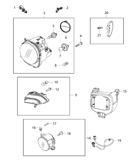 2016 Jeep Renegade Socket Lamp Turn Signal Diagram for 68285016AA