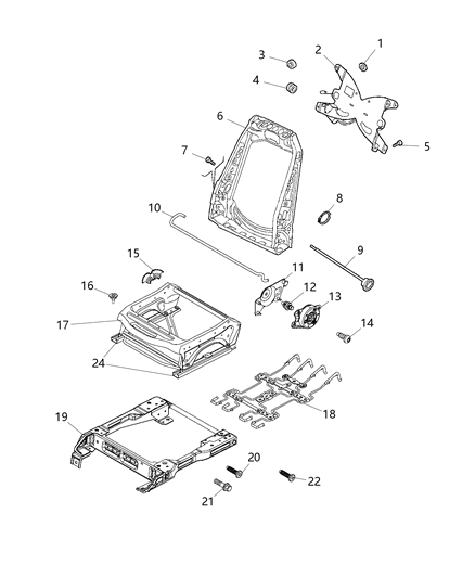 2018 Ram ProMaster City Adjuster Seat Back Diagram for 68116237AA