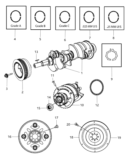 2008 Dodge Ram 1500 Thrust Washer Diagram for 5012356AD