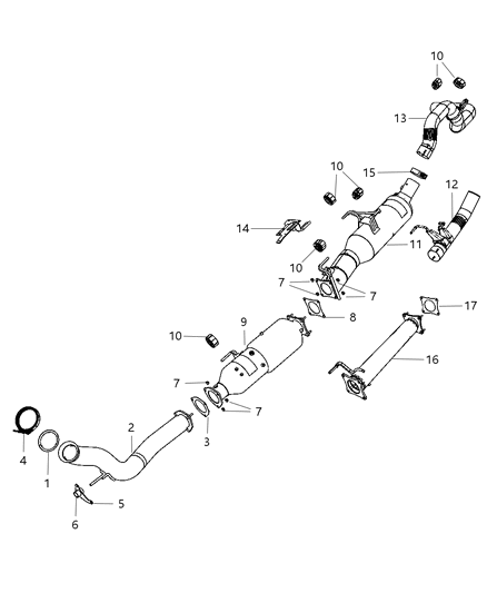 2012 Ram 3500 Cab Chassis Exhaust System Diagram 2 - Thumbnail