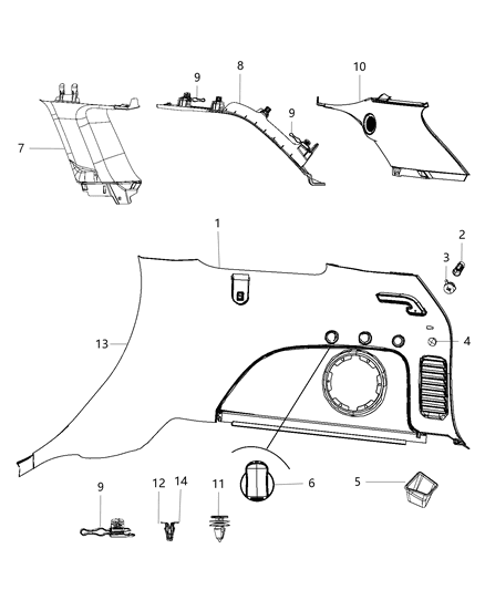 2020 Jeep Grand Cherokee Quarter Trim Panel Diagram