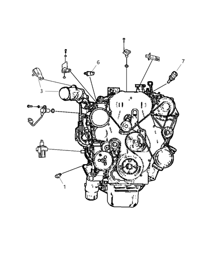 2007 Dodge Caliber Sensors - Engine Diagram 1 - Thumbnail