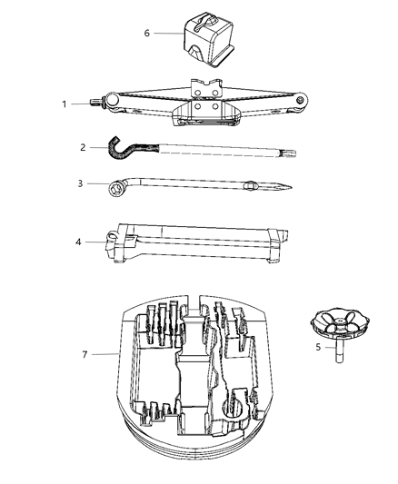 2011 Jeep Grand Cherokee Tool Set Includes: Bag, Tool Kit, First Aid Kit Diagram for 55371011AC