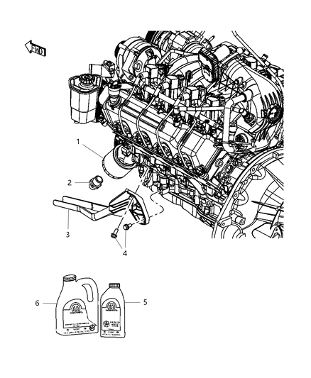 2009 Dodge Ram 1500 Engine Oil , Engine Oil Filter , Adapter And Splash Guard Diagram 2 - Thumbnail