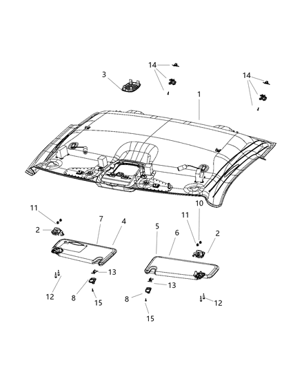 2017 Ram 2500 Headliner Diagram for 6NR20DX9AB