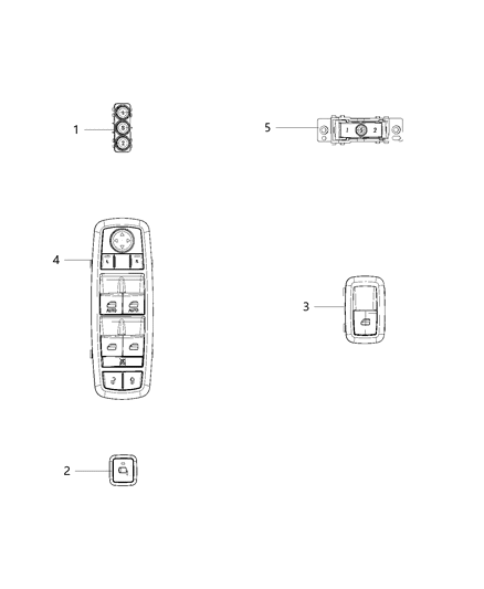 2019 Ram 3500 Cab Chassis Switches, Doors, Mirrors And Liftgate Diagram